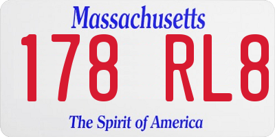 MA license plate 178RL8
