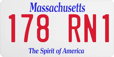 MA license plate 178RN1