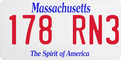 MA license plate 178RN3
