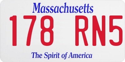 MA license plate 178RN5