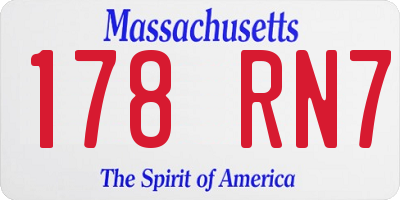 MA license plate 178RN7