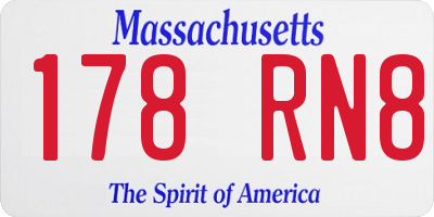 MA license plate 178RN8
