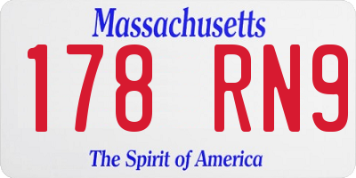 MA license plate 178RN9