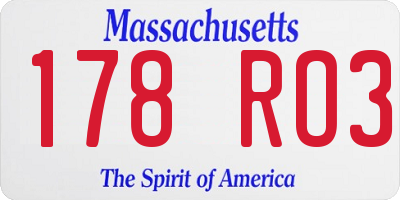 MA license plate 178RO3