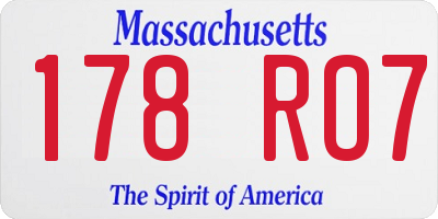 MA license plate 178RO7