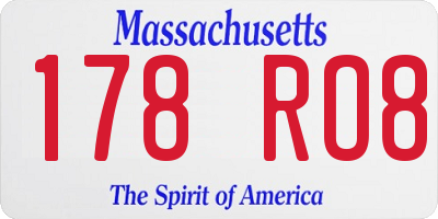 MA license plate 178RO8