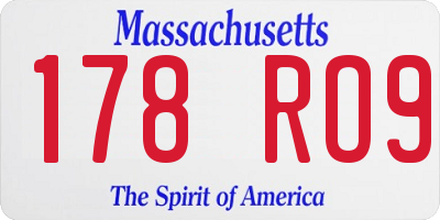 MA license plate 178RO9