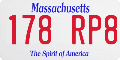 MA license plate 178RP8