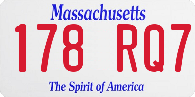 MA license plate 178RQ7