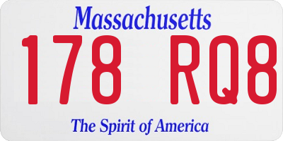 MA license plate 178RQ8