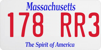 MA license plate 178RR3