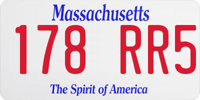 MA license plate 178RR5