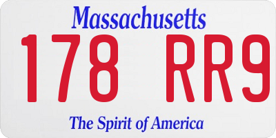 MA license plate 178RR9