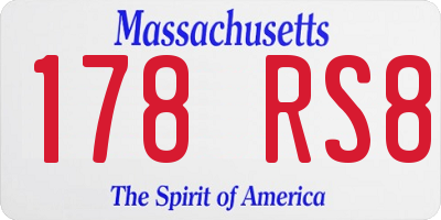 MA license plate 178RS8