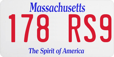 MA license plate 178RS9