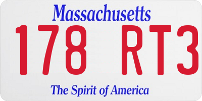 MA license plate 178RT3