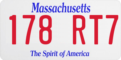 MA license plate 178RT7