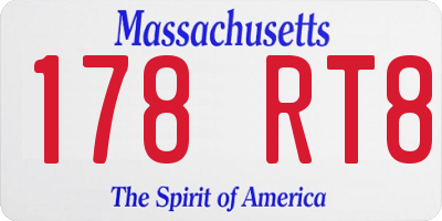 MA license plate 178RT8