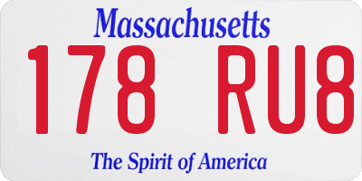 MA license plate 178RU8