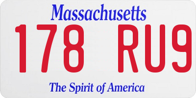 MA license plate 178RU9