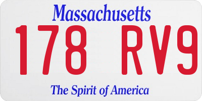 MA license plate 178RV9