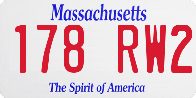 MA license plate 178RW2