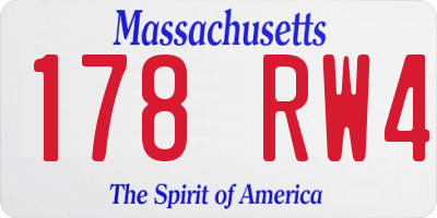 MA license plate 178RW4