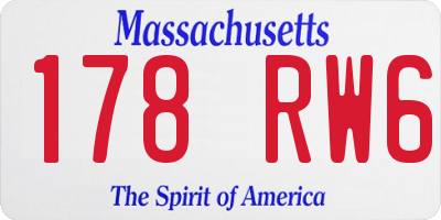 MA license plate 178RW6