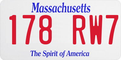 MA license plate 178RW7