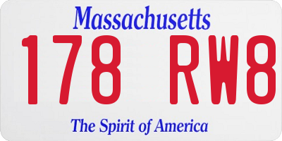 MA license plate 178RW8
