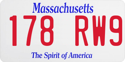 MA license plate 178RW9