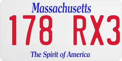 MA license plate 178RX3