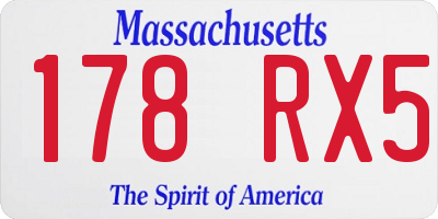 MA license plate 178RX5