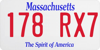 MA license plate 178RX7