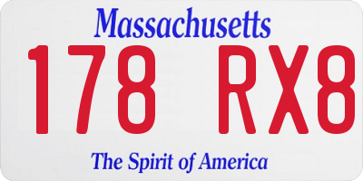 MA license plate 178RX8