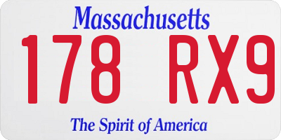 MA license plate 178RX9