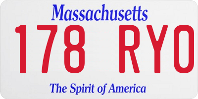 MA license plate 178RY0