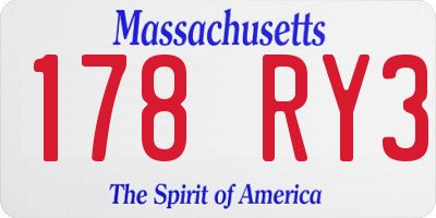 MA license plate 178RY3