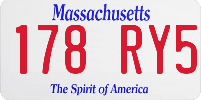MA license plate 178RY5