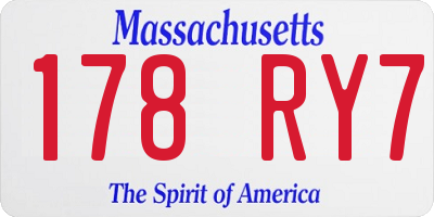 MA license plate 178RY7