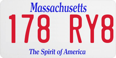 MA license plate 178RY8