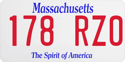 MA license plate 178RZ0