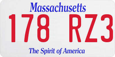 MA license plate 178RZ3