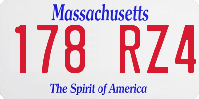MA license plate 178RZ4