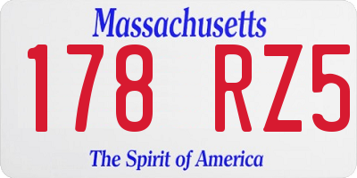 MA license plate 178RZ5