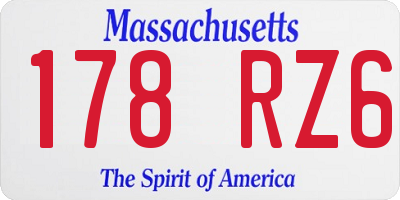 MA license plate 178RZ6
