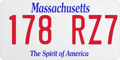 MA license plate 178RZ7