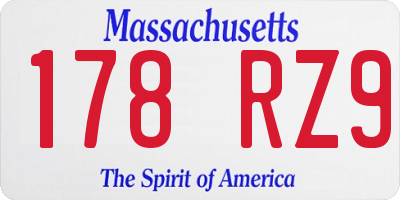 MA license plate 178RZ9
