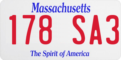 MA license plate 178SA3