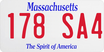 MA license plate 178SA4